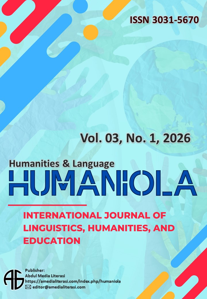					View Vol. 3 No. 1 (2026): Humanities & Language: International Journal of Linguistics, Humanities, and Education
				